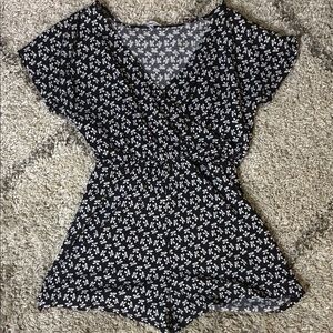 Stradivarius Black and White Floral Romper